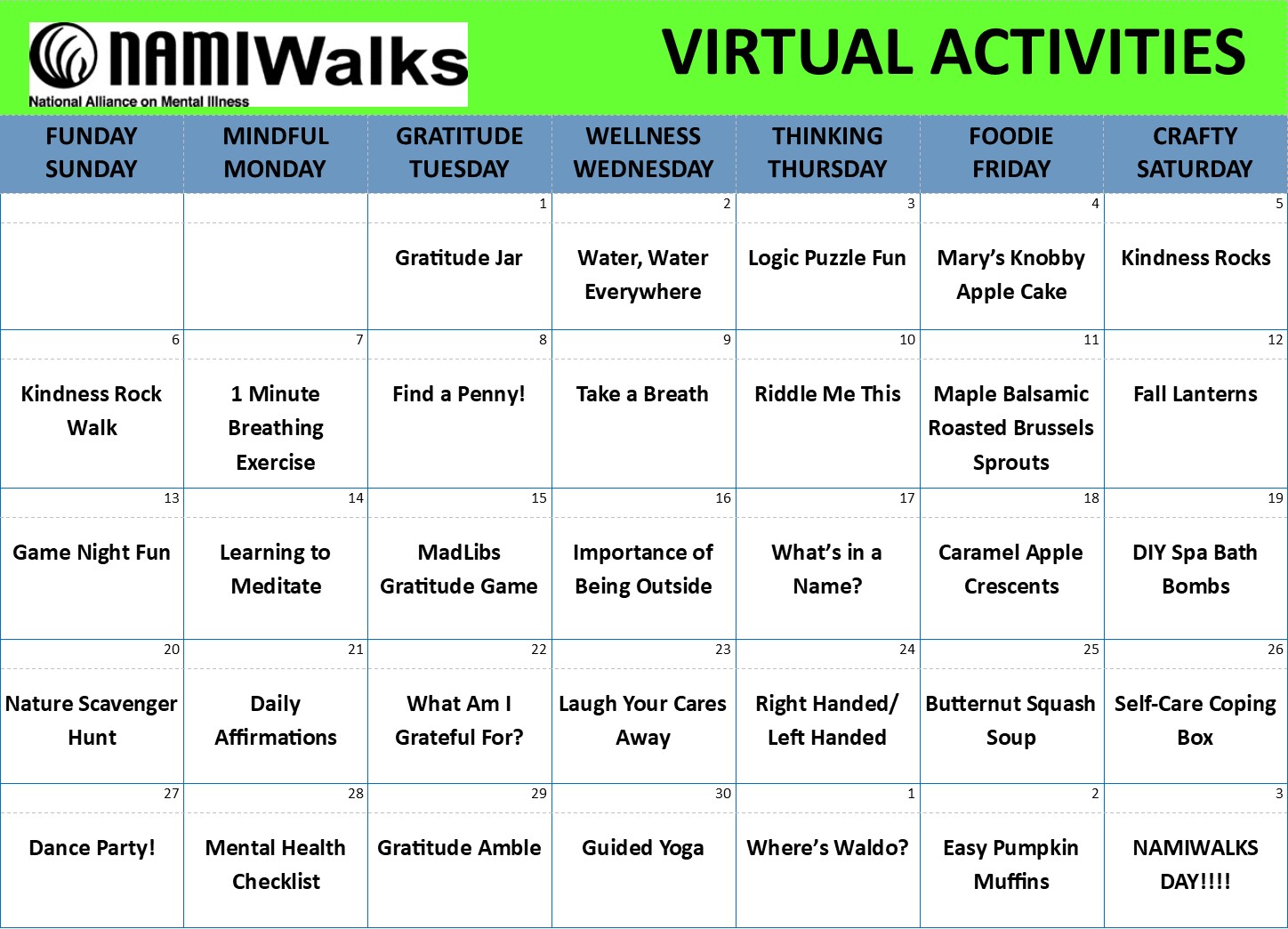 nami walks virtual activities